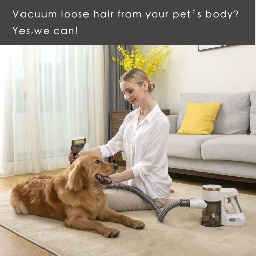 Vacuyahu 3 in 1 Multipurpose Cordless Pet Grooming Vacuum with Patent Dog/Cat Grooming Brush(Comb and Clean Pets’Hair)-Unique Pet Hair Remover Vacuum,Handheld Vacuum for Home and Car Cleaning