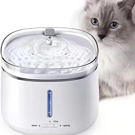 Cat Water Fountain Stainless Steel, 84oz/2.5L Pet Water Fountain with LED Night Light, Automatic Drinking Fountain for Cats, Dogs and Other Pets